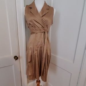 Linen faux wrap dress with pockets